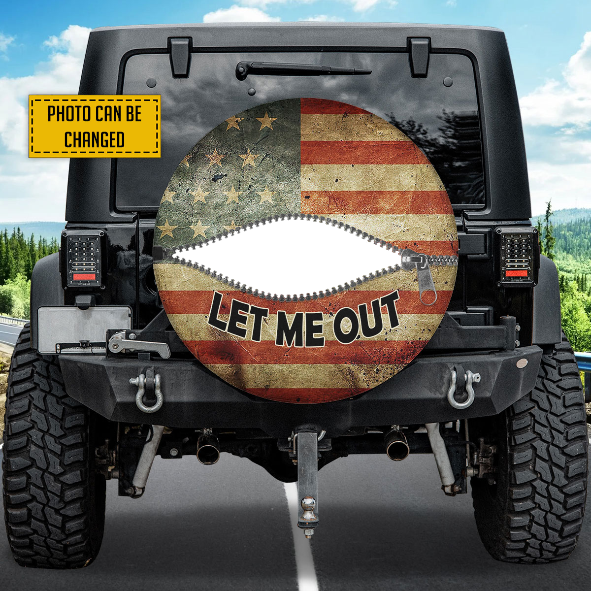 Petthouse | Rottweiler Custom Spare Tire Cover American Flag Add Your Personalized Photo Wheel Cover Dog Dad