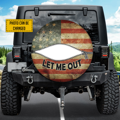 Petthouse | Rottweiler Custom Spare Tire Cover American Flag Add Your Personalized Photo Wheel Cover Dog Dad