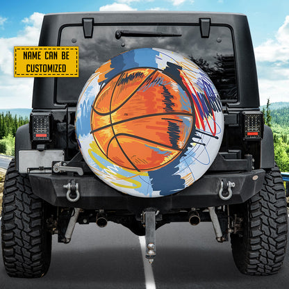 Petthouse | Custom Spare Tire Cover Basketball Colorful Tire Cover Spare Wheel Cover Truck Trailer Accessory