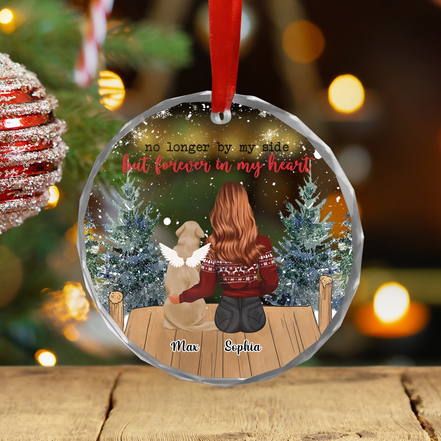 Petthouse | Custom Girl And Dog Angel Xmas Ornament, Dog Memorial Christmas Ornament, Loss Of Dog Gift