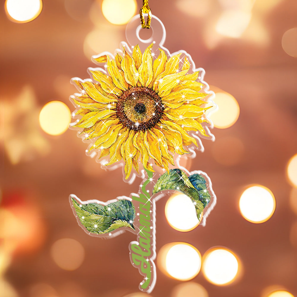 Petthouse | Personalized Sunflower 2d Flat Ornament, Sunflower Gifts Christmas Ornaments, Sunflower Decor Christmas