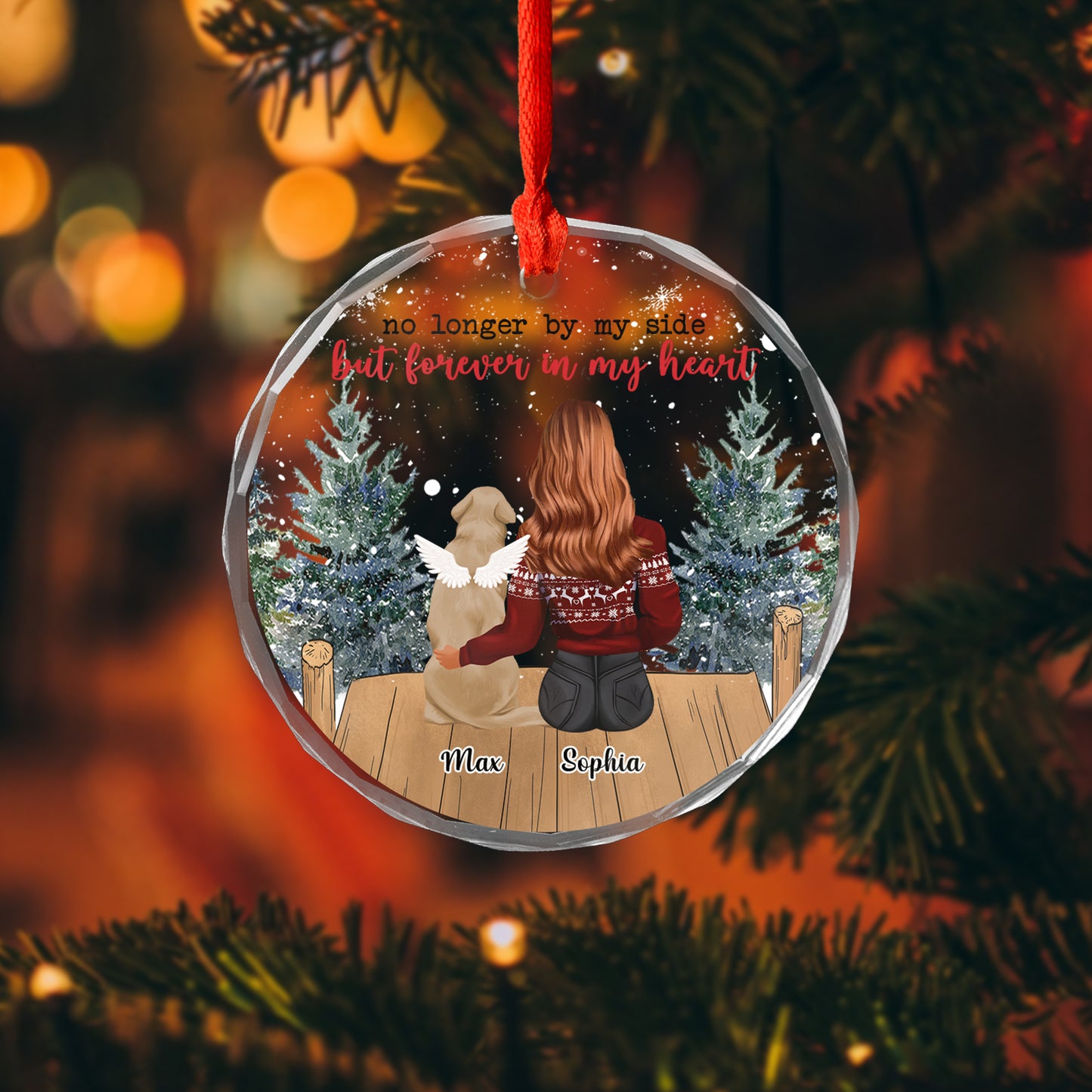 Petthouse | Custom Girl And Dog Angel Xmas Ornament, Dog Memorial Christmas Ornament, Loss Of Dog Gift