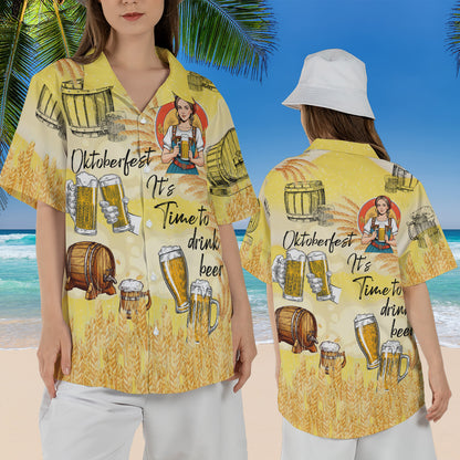 Petthouse | Oktoberfest It's Time To Drink Beer Hawaiian Shirt, Oktoberfest Beer, Tropical Beer