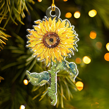 Petthouse | Personalized Sunflower 2d Flat Ornament, Sunflower Gifts Christmas Ornaments, Sunflower Decor Christmas