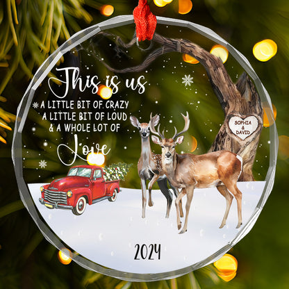 Petthouse | Personalize Deer Couple Ornament, This Is Us A Little Bit Crazy Loud Lot Of Love, Buck And Doe