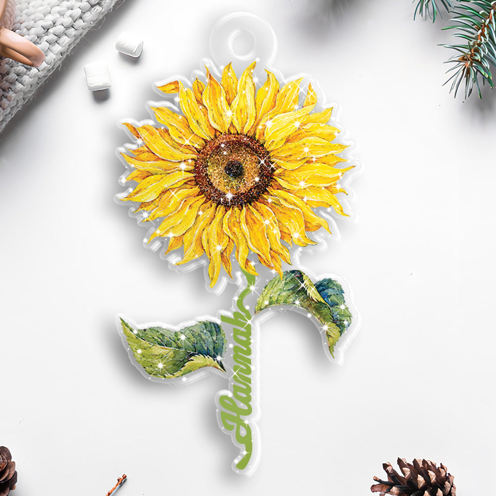 Petthouse | Personalized Sunflower 2d Flat Ornament, Sunflower Gifts Christmas Ornaments, Sunflower Decor Christmas