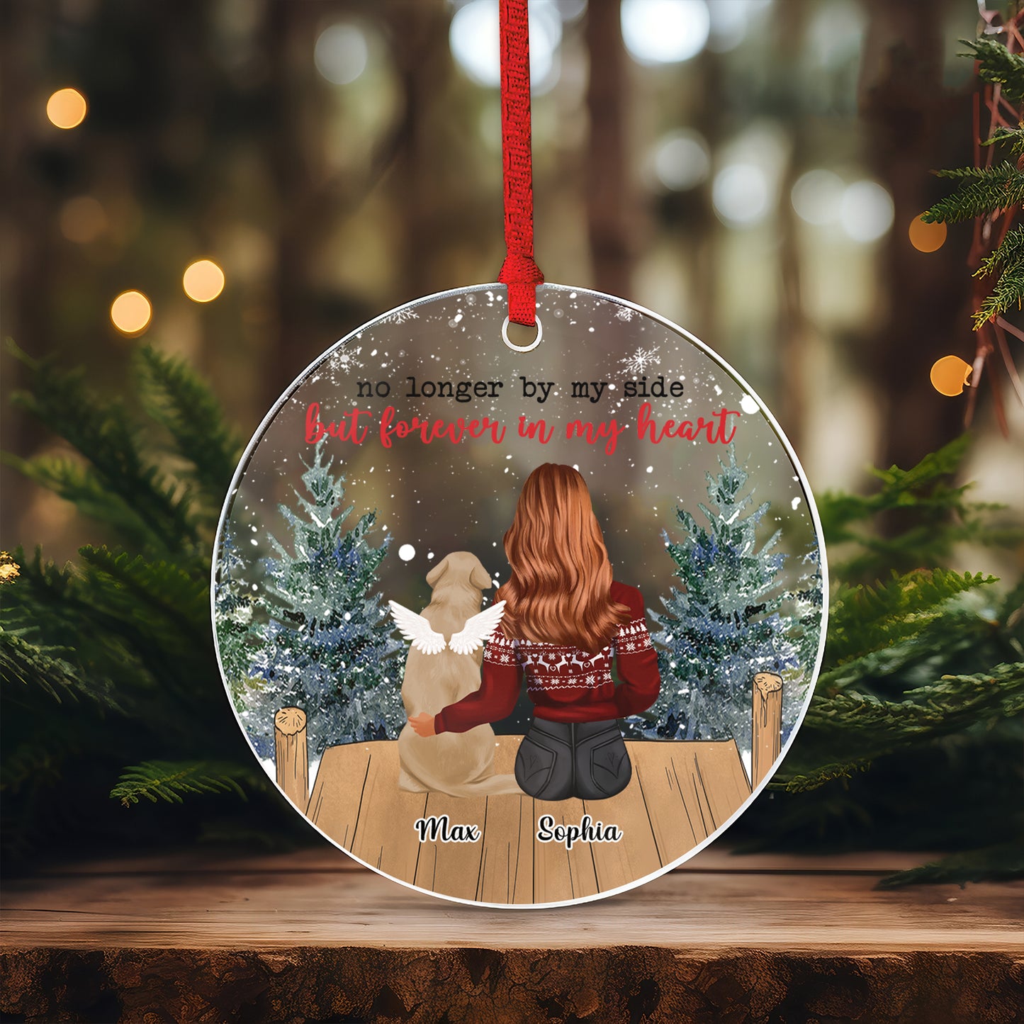 Petthouse | Custom Girl And Dog Angel Xmas Ornament, Dog Memorial Christmas Ornament, Loss Of Dog Gift