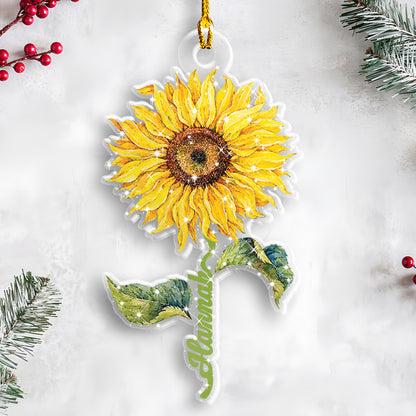 Petthouse | Personalized Sunflower 2d Flat Ornament, Sunflower Gifts Christmas Ornaments, Sunflower Decor Christmas