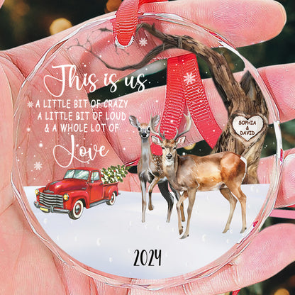 Petthouse | Personalize Deer Couple Ornament, This Is Us A Little Bit Crazy Loud Lot Of Love, Buck And Doe