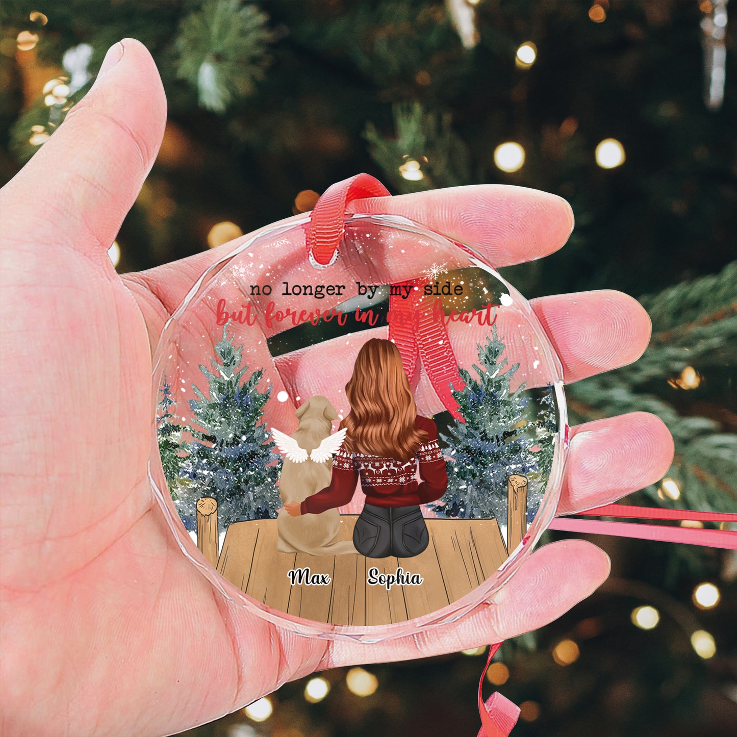 Petthouse | Custom Girl And Dog Angel Xmas Ornament, Dog Memorial Christmas Ornament, Loss Of Dog Gift