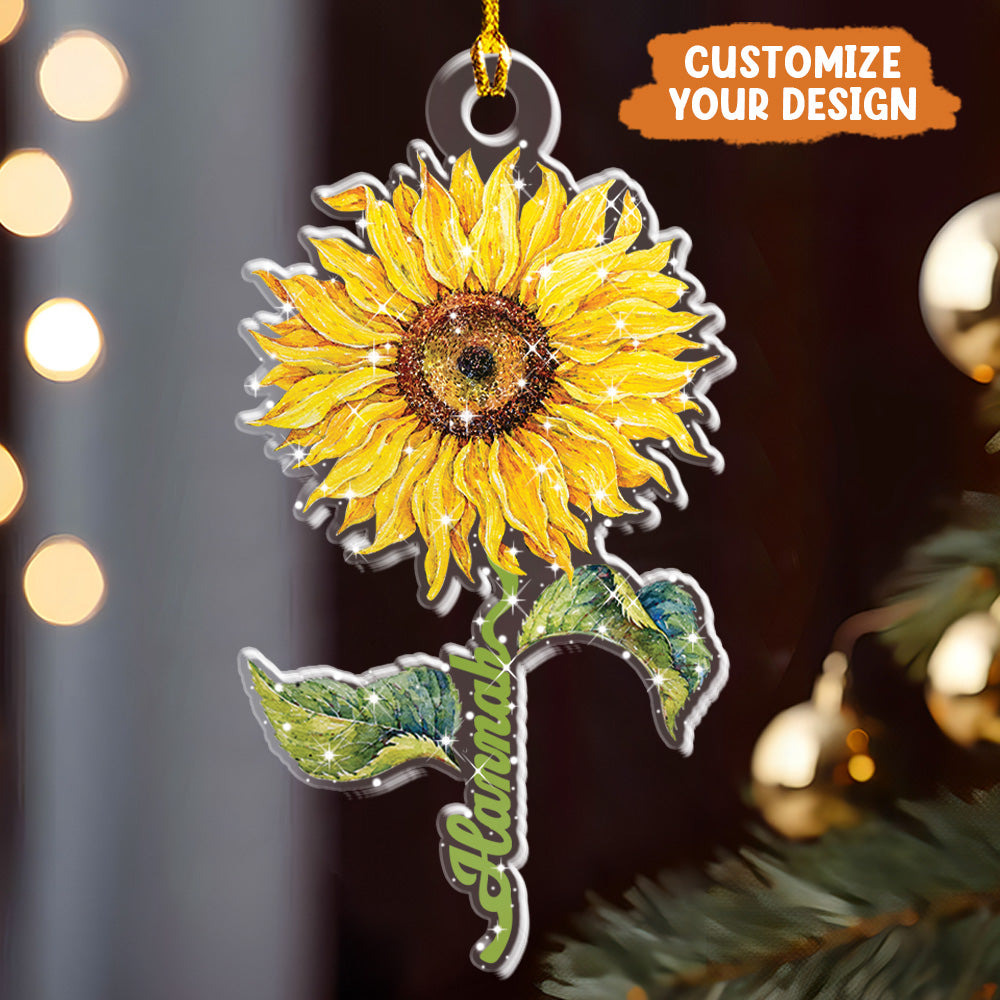 Petthouse | Personalized Sunflower 2d Flat Ornament, Sunflower Gifts Christmas Ornaments, Sunflower Decor Christmas