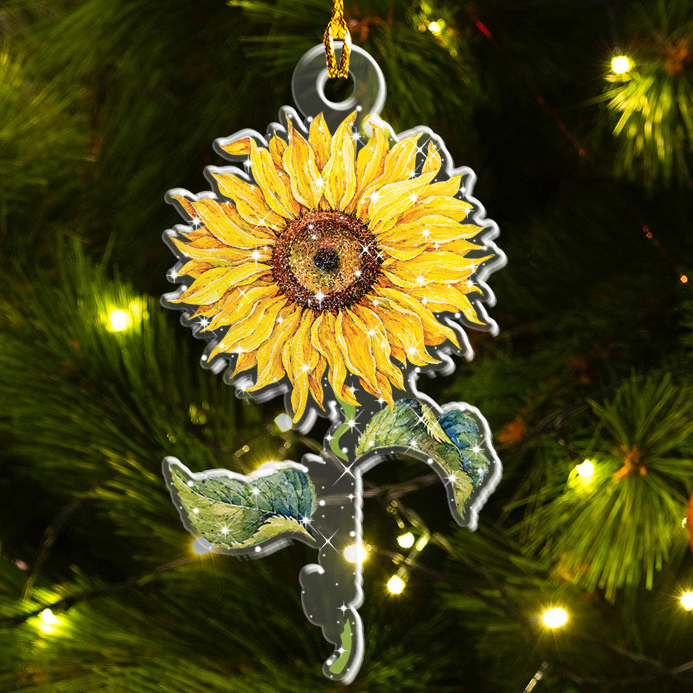 Petthouse | Personalized Sunflower 2d Flat Ornament, Sunflower Gifts Christmas Ornaments, Sunflower Decor Christmas