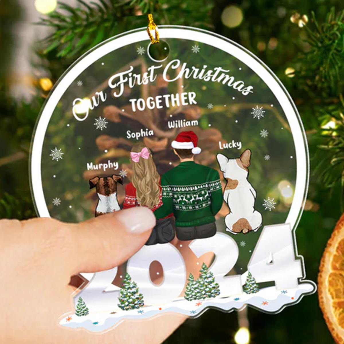 Petthouse | Our First Christmas Together With Dogs Ornament, Personalized Dog Christmas Ornament, Dog Family