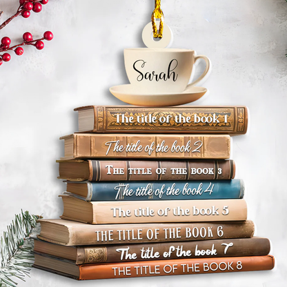 Petthouse | Personalized Christmas Books Plastic Ornament, Book Lovers Xmas Ornament, Book Lovers Xmas Gifts