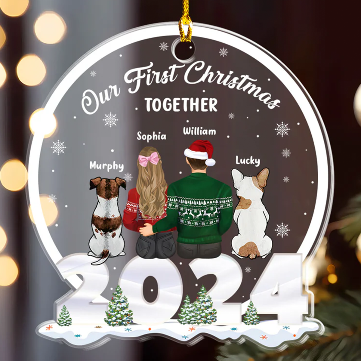 Petthouse | Our First Christmas Together With Dogs Ornament, Personalized Dog Christmas Ornament, Dog Family