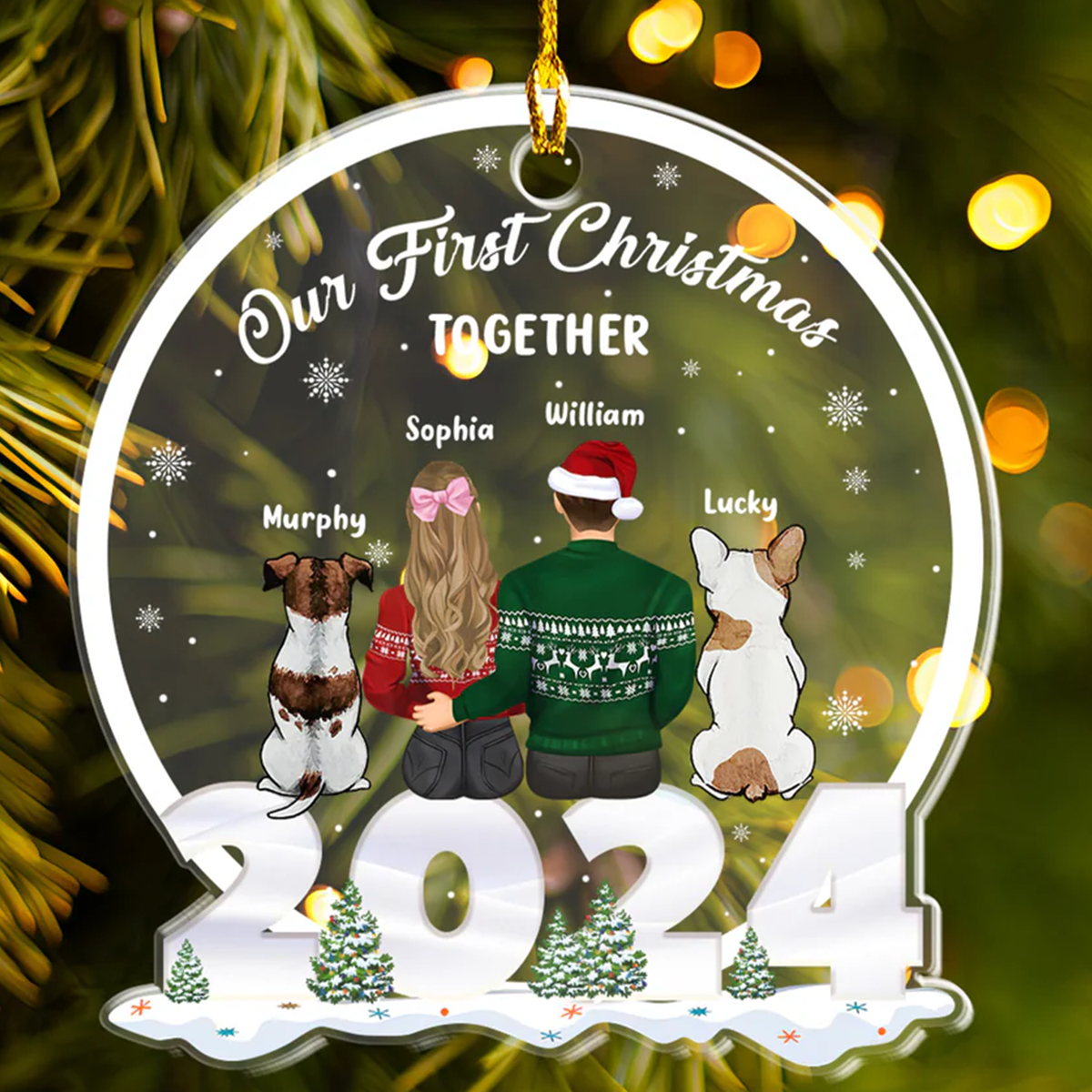 Petthouse | Our First Christmas Together With Dogs Ornament, Personalized Dog Christmas Ornament, Dog Family