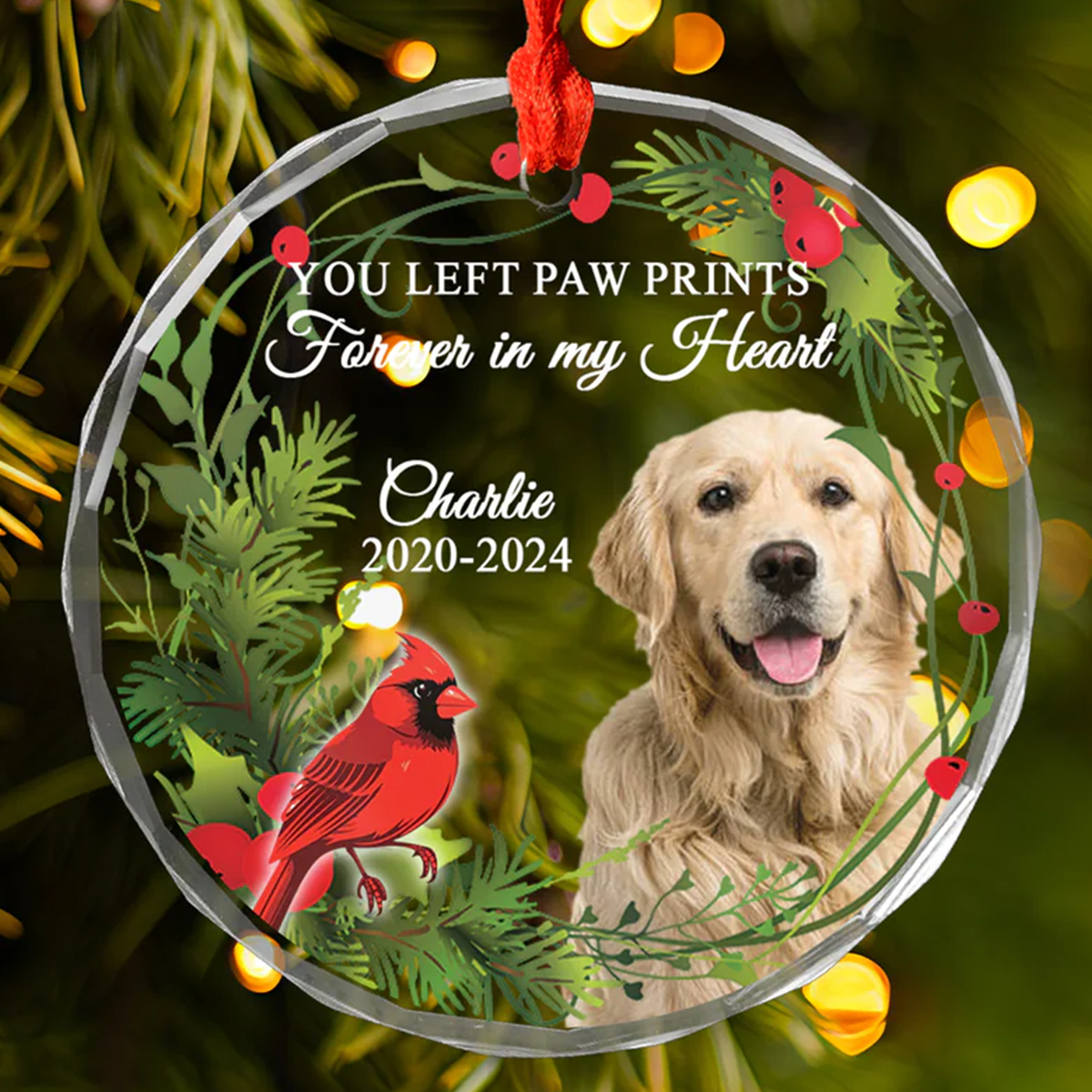 Petthouse | Customized Dog Photo Memorial Ornament, Memorial Dog Ornament, In Loving Memory