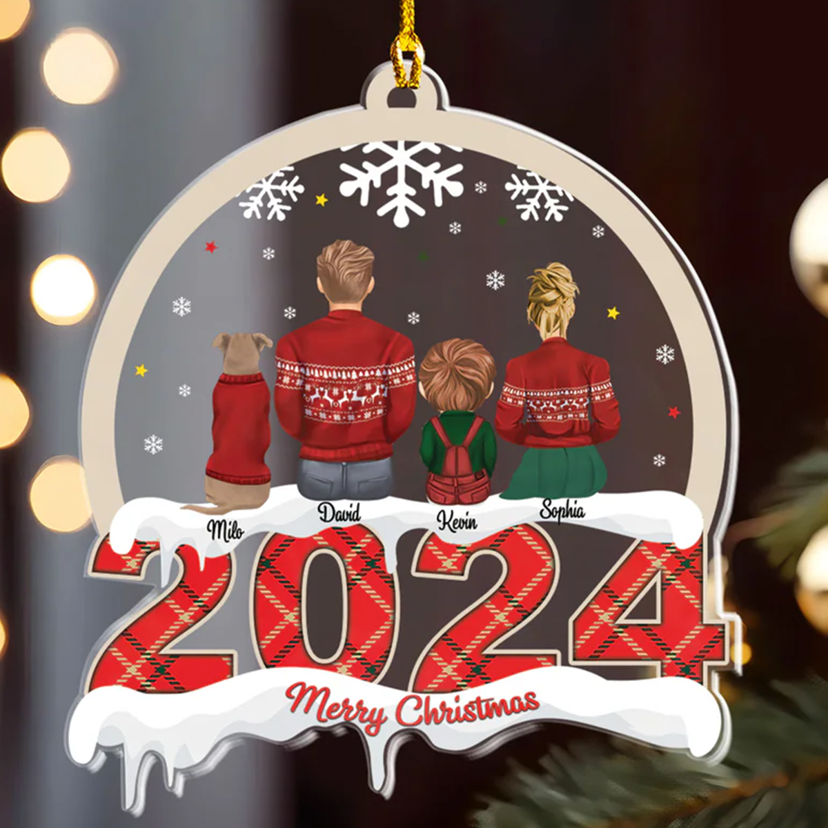 Petthouse | Customized Family With Pet Ornament, Our First Christmas Ornament, 2024 Family Ornament, Family