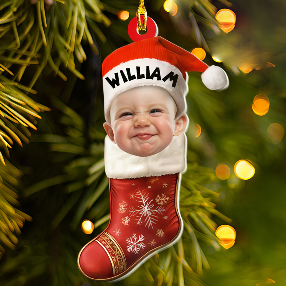 Petthouse | Personalized Baby First Christmas Ornament, Custom Face Photo Ornament, Family Christmas Ornament