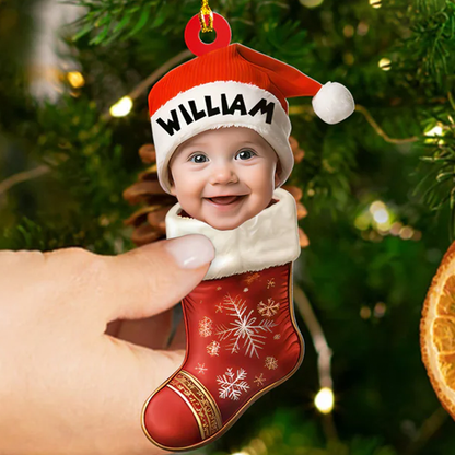 Petthouse | Personalized Baby First Christmas Ornament, Custom Face Photo Ornament, Family Christmas Ornament