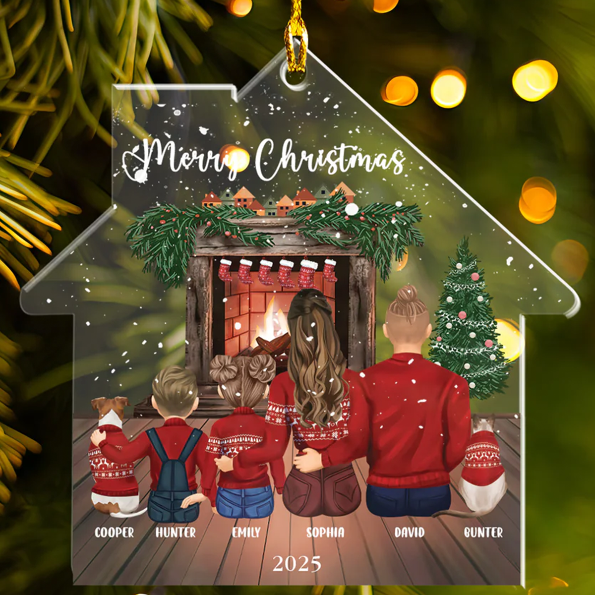 Petthouse | Personalized Family Christmas Ornament, Family Ornament With Pets, Family And Pet, Xmas Decor