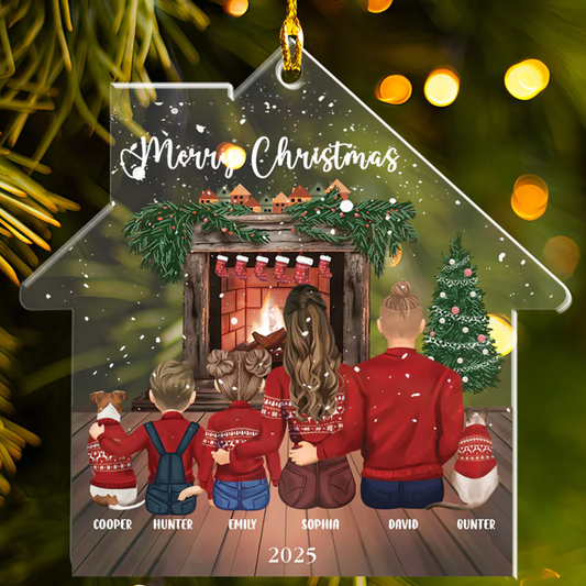 Petthouse | Personalized Family Christmas Ornament, Family Ornament With Pets, Family And Pet, Xmas Decor