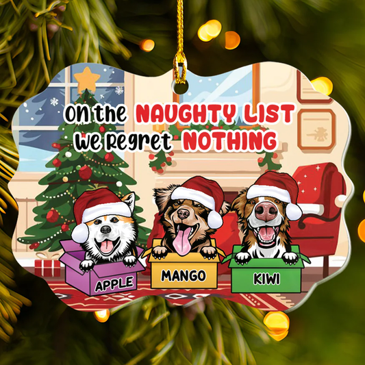 Petthouse | Personalized Dog Christmas Ornament, On The Naughty List Dog Ornament, Xmas Gift For Dog Mom