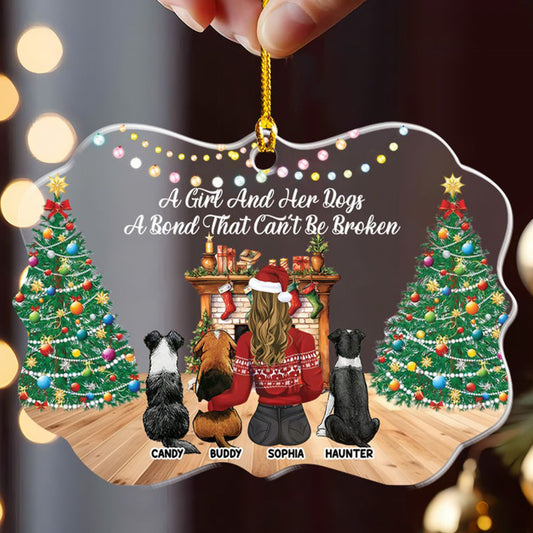 Petthouse | Personalized A Bond That Can't Be Broken Dog Christmas Acrylic Ornament, Hugging Dog Xmas Ornament