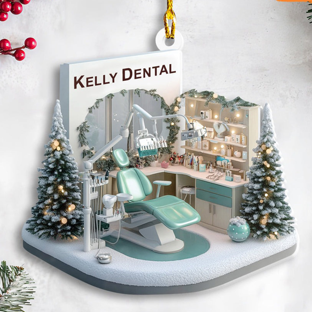 Petthouse | Personalized Dental Hygiene Room Christmas Ornament, Gift For Dentist, Dental 2d Flat Acrylic Ornament