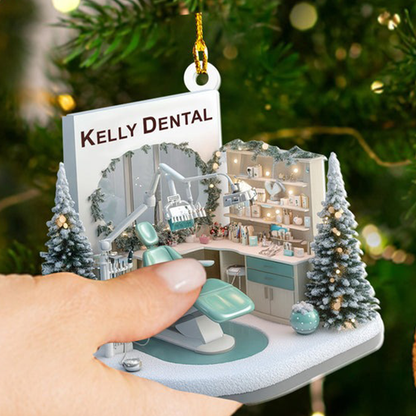 Petthouse | Personalized Dental 2d Flat Acrylic Ornament, Dentist Christmas Gift, Dental Office Christmas