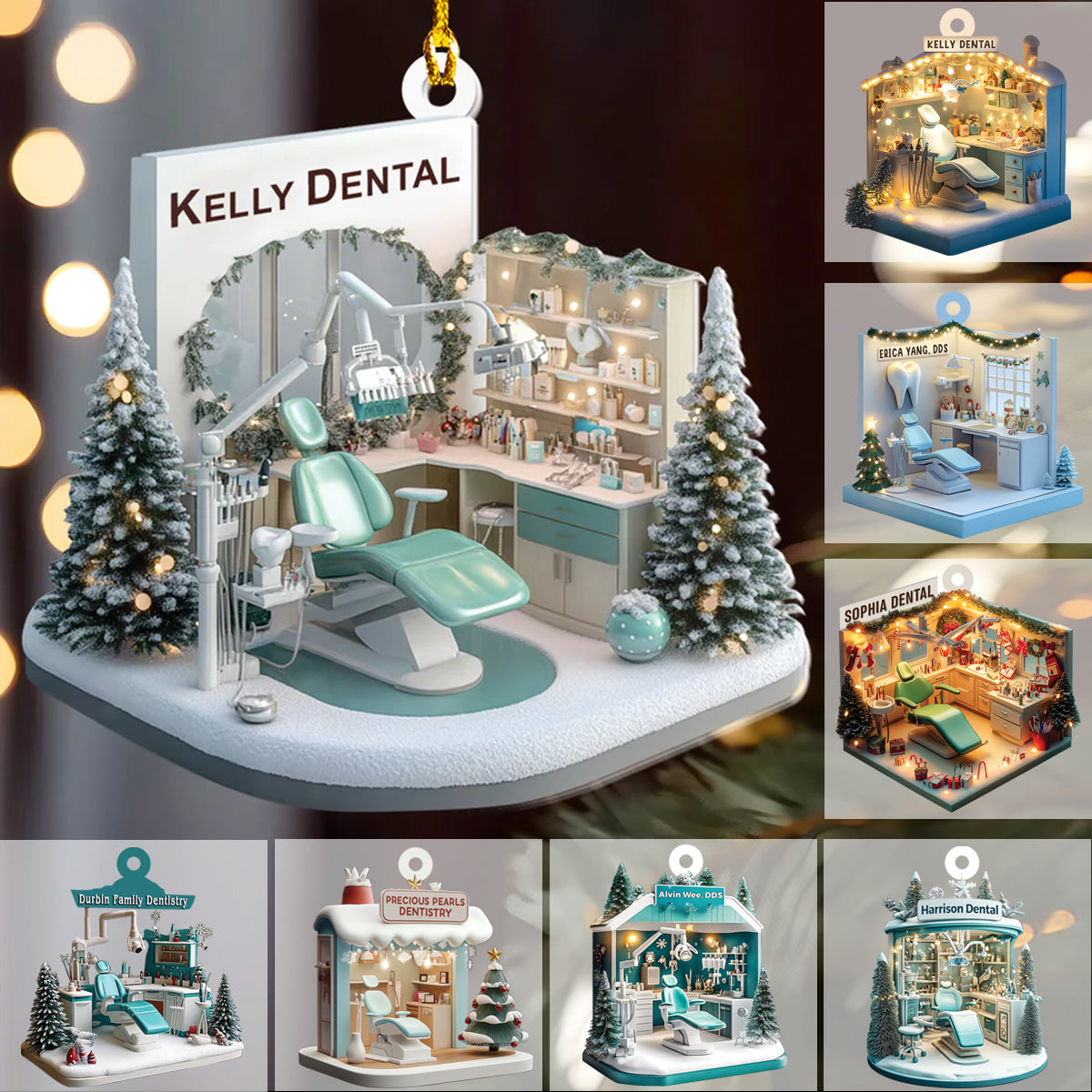 Petthouse | Personalized Dental Hygiene Room Christmas Ornament, Gift For Dentist, Dental 2d Flat Acrylic Ornament