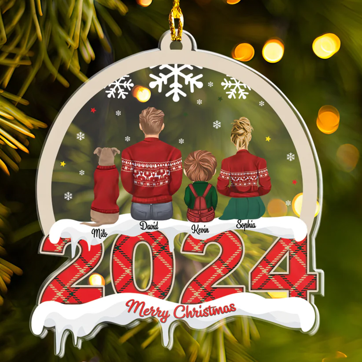 Petthouse | Customized Family With Pet Ornament, Our First Christmas Ornament, 2024 Family Ornament, Family