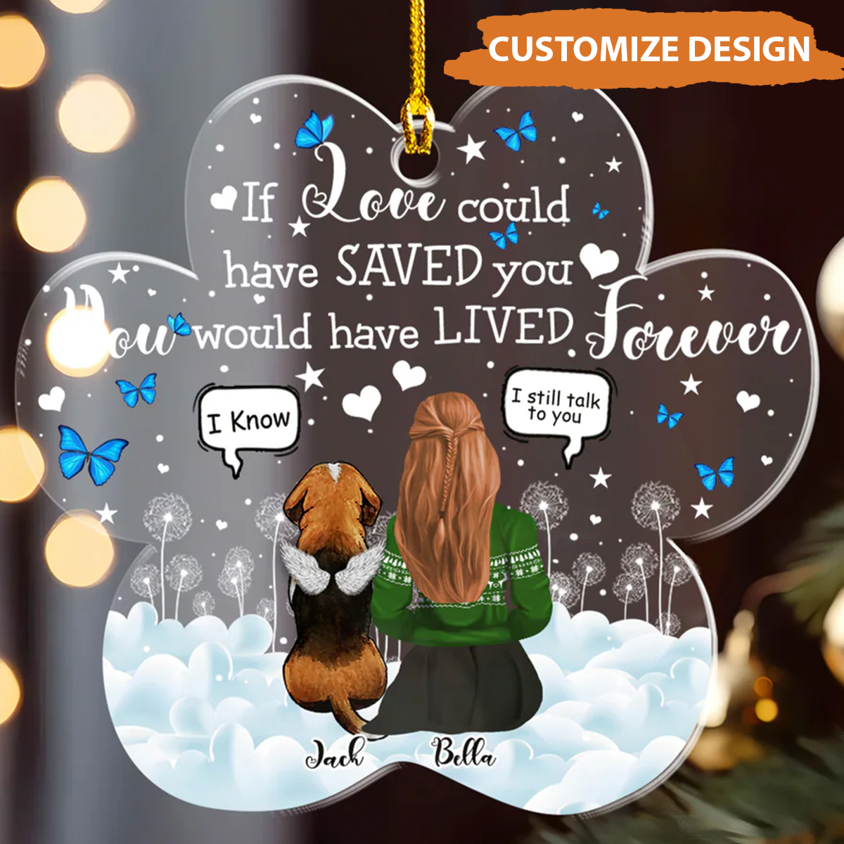 Petthouse | Personalized Dog Memorial Ornament, Memorial Dog Christmas, Dog Angel I Miss You Ornament