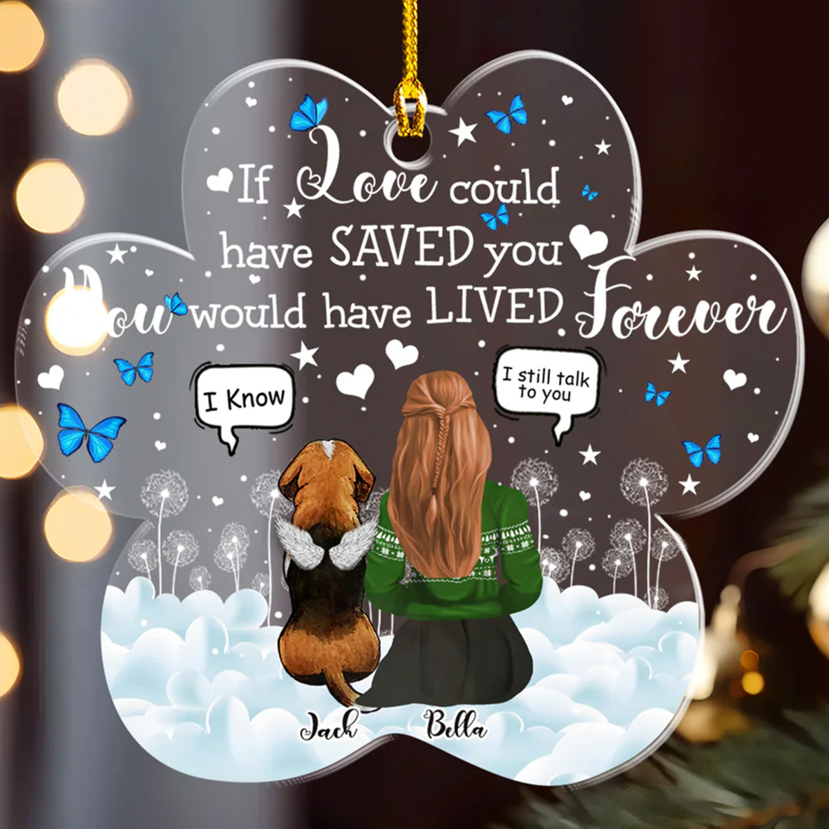 Petthouse | Personalized Dog Memorial Ornament, Memorial Dog Christmas, Dog Angel I Miss You Ornament