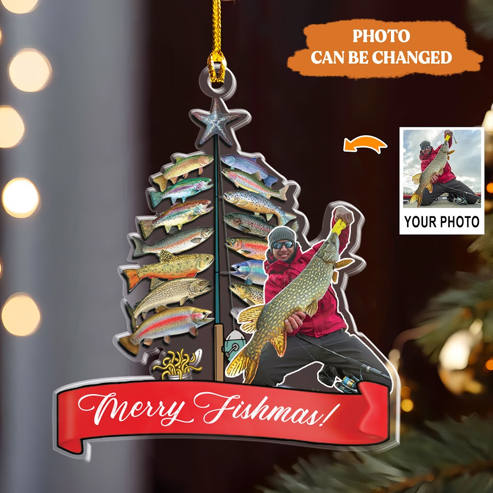 Petthouse | Personalized Fishing Christmas Ornament, Merry Fishmas, Proud Fisherman, Fish Species