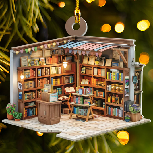 Petthouse | Customized 2d Flat Book Store Ornament, Bookshelves Ornaments, Ornament For Book Lovers