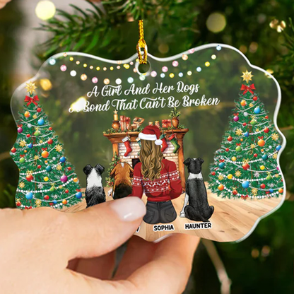 Petthouse | Personalized A Bond That Can't Be Broken Dog Christmas Acrylic Ornament, Hugging Dog Xmas Ornament