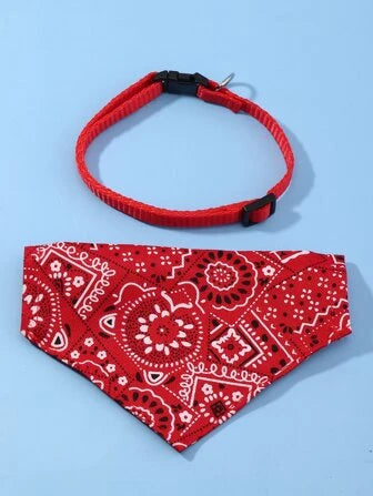 Adjustable Pet Bandana With Printing Pattern, Including Traction Buckle, For Pets