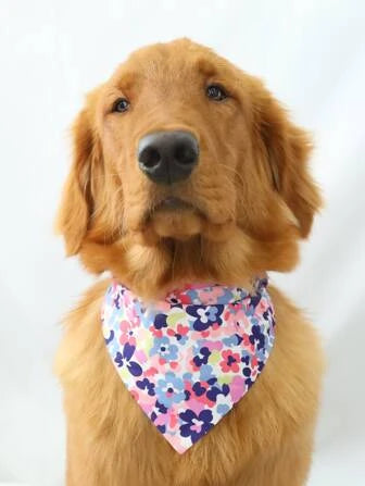 Flower Pattern Pet Bandana, Suitable For Pets