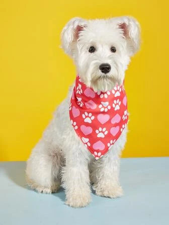 Valentine's Day Style Printed Scarf, Collar Bandana For Pets, Suitable For Pets