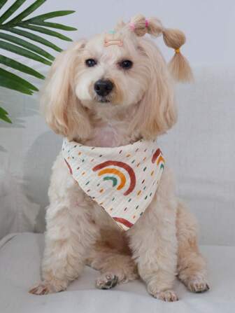 Rainbow Print Pet Bib For Dog And Cat For Decoration, Suitable For Pets