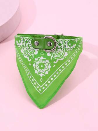 Printed Bandana Drool Bib With Leash Clip For Pets