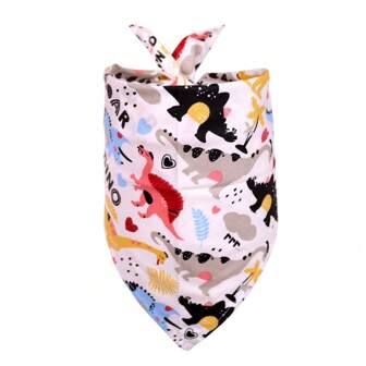 Cartoon Dinosaur Print Pet Saliva Towel, Comfortable Triangle Towel For Dogs And Cats