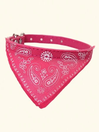Universal Vintage Style Printed Bandana With Adjustable Collar For Cats And Dogs, Suitable For Pets