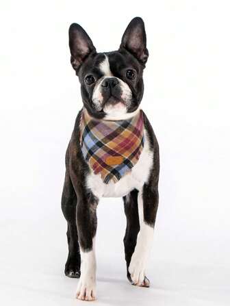 Bandana Square Plaid Bib Double Reversible Scarf Adjustable Accessories For Pets